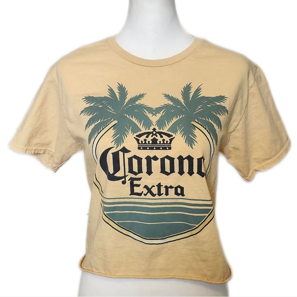 Corona Extra Cropped Yellow T-shirt Tee, Small
